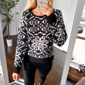 Black & White Fair Isle Crewneck Sweater